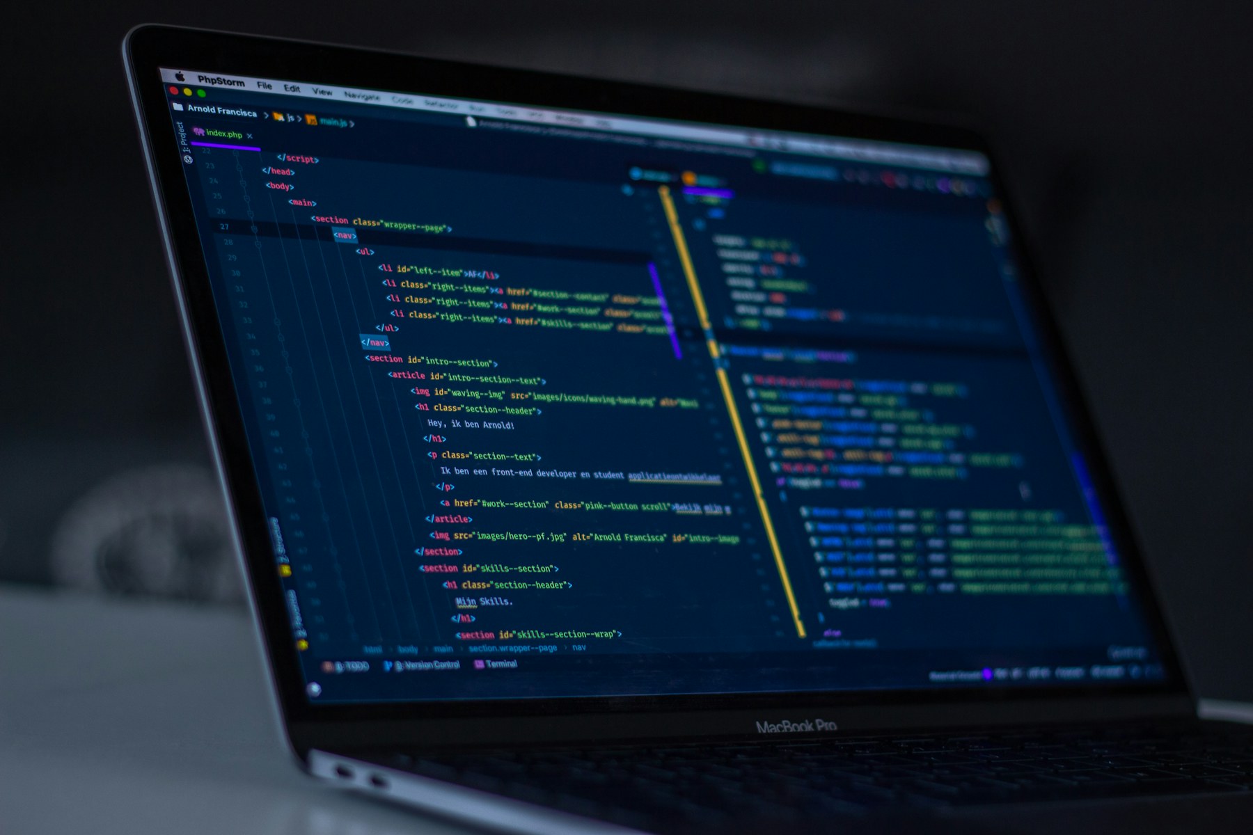 Application code displayed on a development workstation